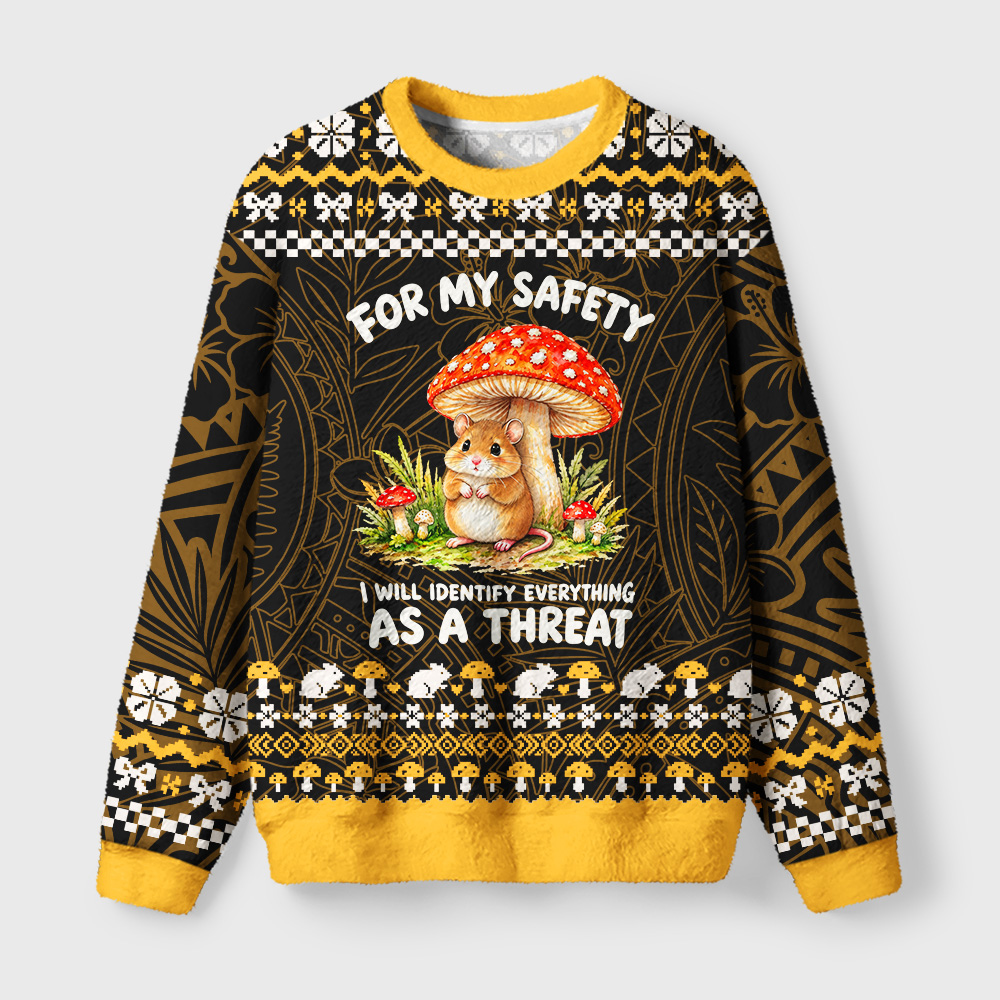 Tokyo-Tiger Mushroom Guard Mouse Fuzzy Christmas Ugly Sweatshirt