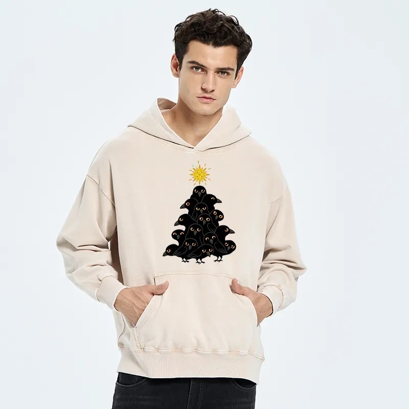 Tokyo-Tiger Crow Christmas Tree Washed Hoodie