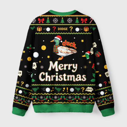 Tokyo-Tiger Funny Duck Life Trouble Meme Fuzzy Christmas Ugly Sweatshirt