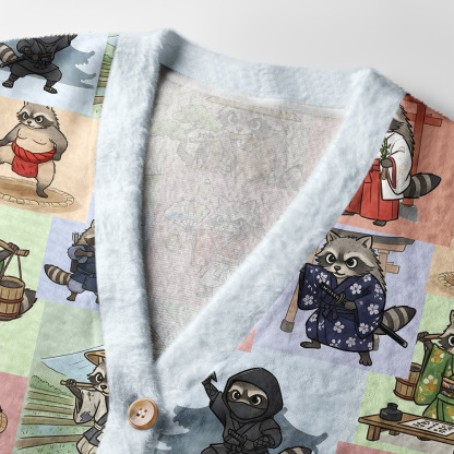 Tokyo-Tiger Japanese Raccoon Ugly Cardigan Sweater