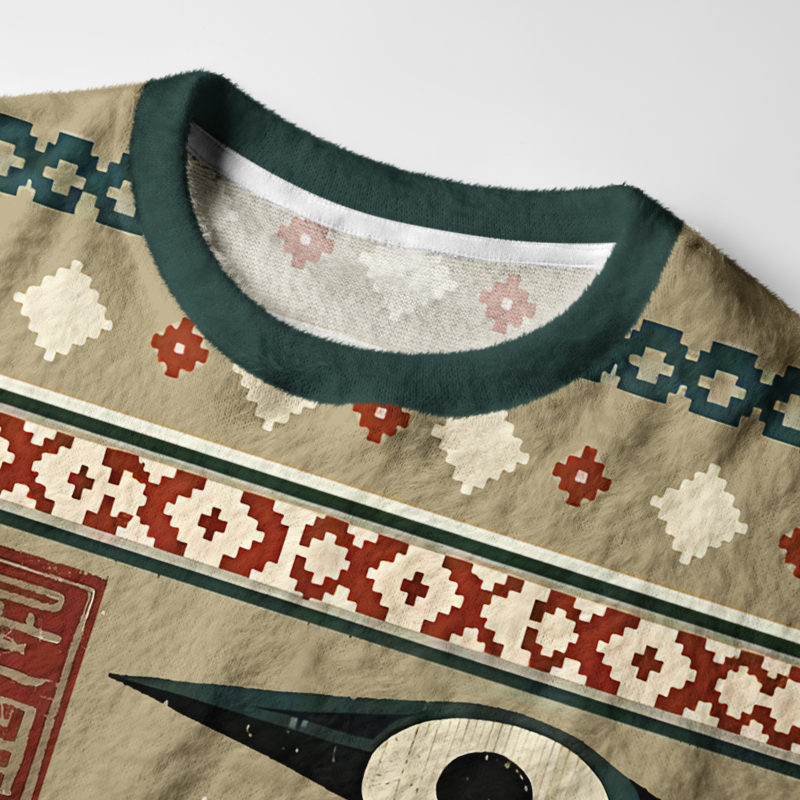 Tokyo-Tiger Funny Crane’s Christmas Eve Fuzzy Christmas Ugly Sweatshirt