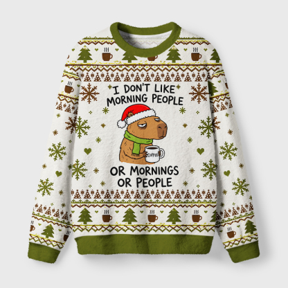 Tokyo-Tiger Grumpy Capybara Coffee Fuzzy Christmas Ugly Sweatshirt