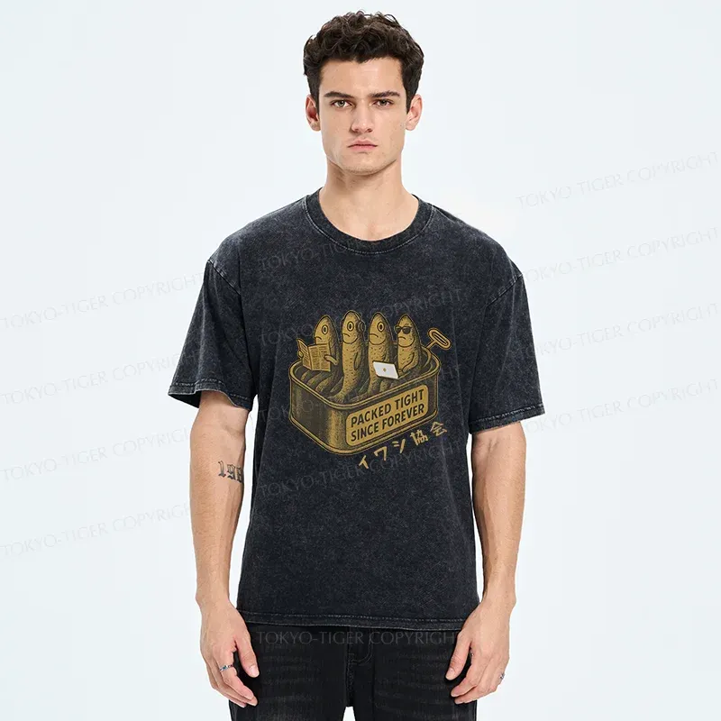 Tokyo-Tiger Sardines Office Worker Washed T-Shirt