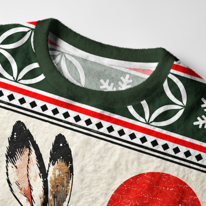 Tokyo-Tiger A Snow Rabbit Wearing A Scarf Fuzzy Christmas Ugly Sweatshirt