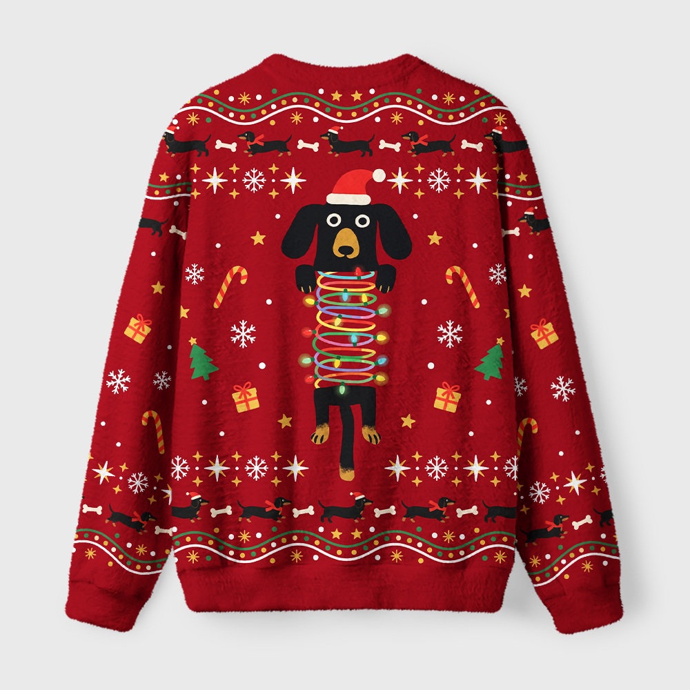 Tokyo-Tiger The Cute Dachshund Fuzzy Christmas Ugly Sweatshirt