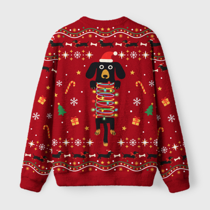 Tokyo-Tiger The Cute Dachshund Fuzzy Christmas Ugly Sweatshirt