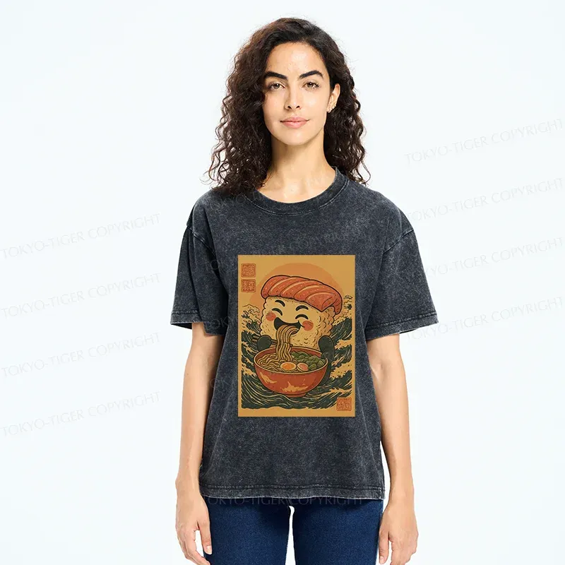 Tokyo-Tiger Sushi And Ramen Washed T-Shirt