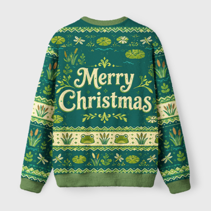 Tokyo-Tiger Retro Funny Frog Lake Fuzzy Christmas Ugly Sweatshirt