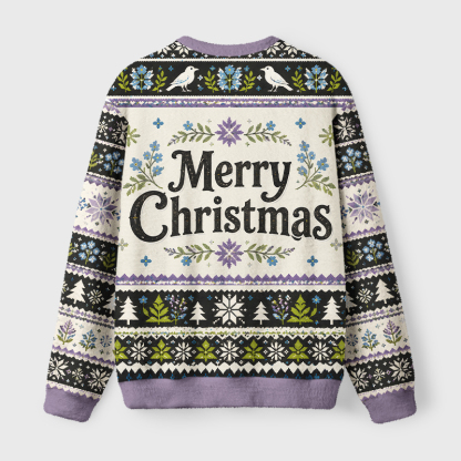 Tokyo-Tiger Funny Crow Pigeon Fuzzy Christmas Ugly Sweatshirt