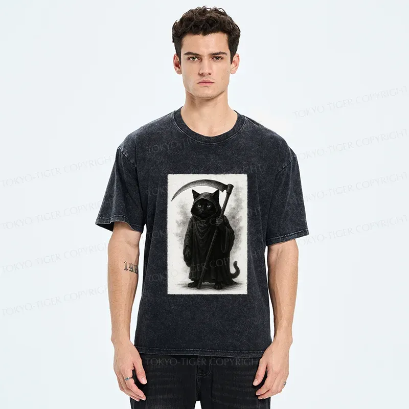 Tokyo-Tiger Death Cat Washed T-Shirt