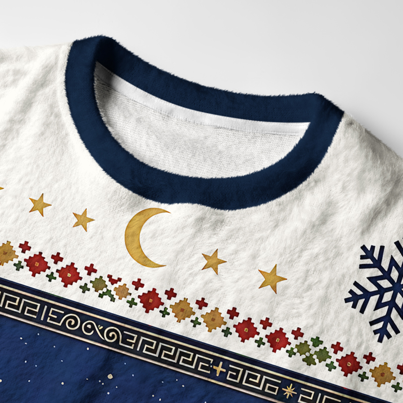 Tokyo-Tiger Vintage Three Wise Men Christmas Story Fuzzy Christmas Ugly Sweatshirt