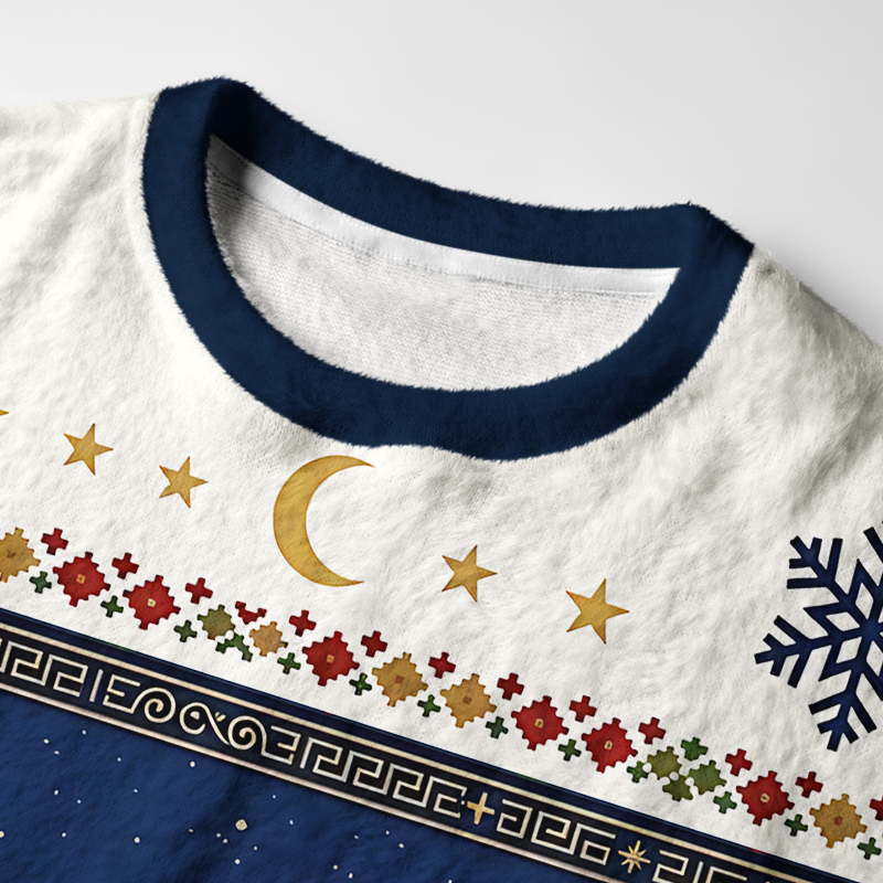 Tokyo-Tiger Vintage Three Wise Men Christmas Story Fuzzy Christmas Ugly Sweatshirt