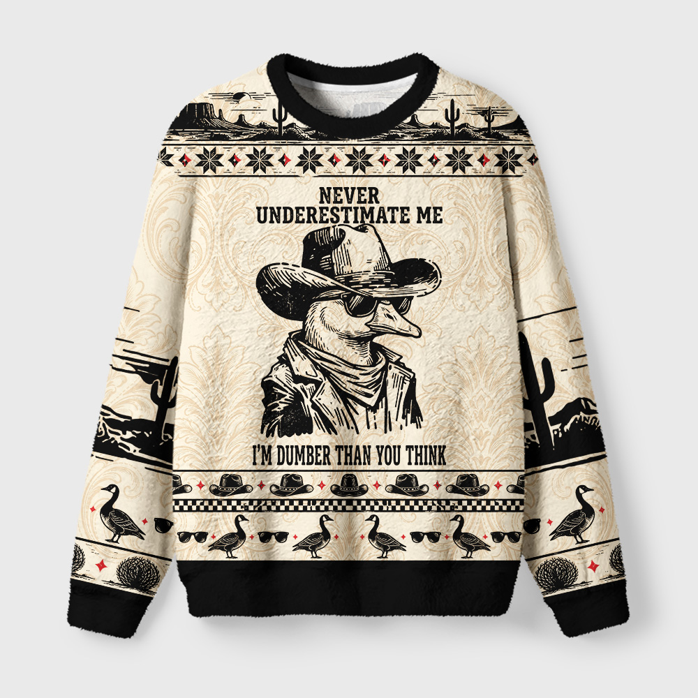 Tokyo-Tiger Foolish Cowboy Goose Funny Meme Fuzzy Christmas Ugly Sweatshirt