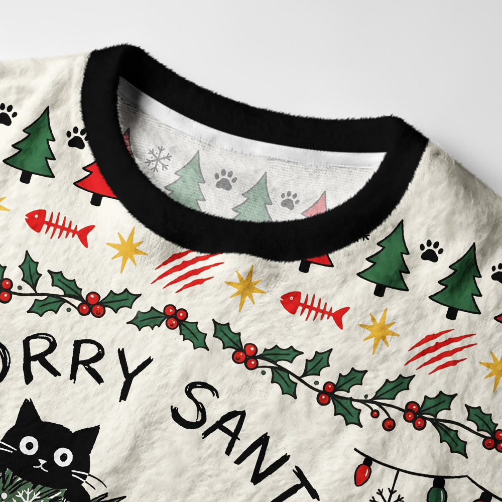 Tokyo-Tiger Funny Wild Cat Christmas Chaos Fuzzy Christmas Ugly Sweatshirt