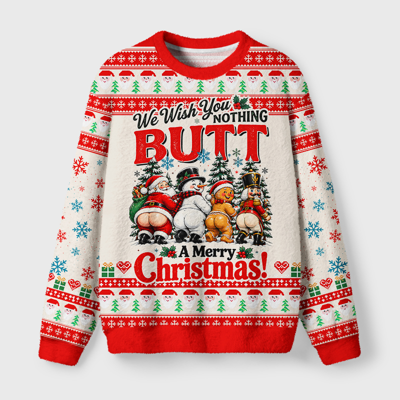 Tokyo-Tiger Quirky Retro Santa Snowman Gingerbread Nutcracker Fuzzy Christmas Ugly Sweatshirt