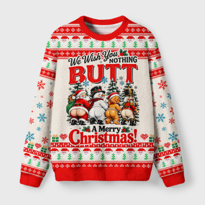 Tokyo-Tiger Quirky Retro Santa Snowman Gingerbread Nutcracker Fuzzy Christmas Ugly Sweatshirt