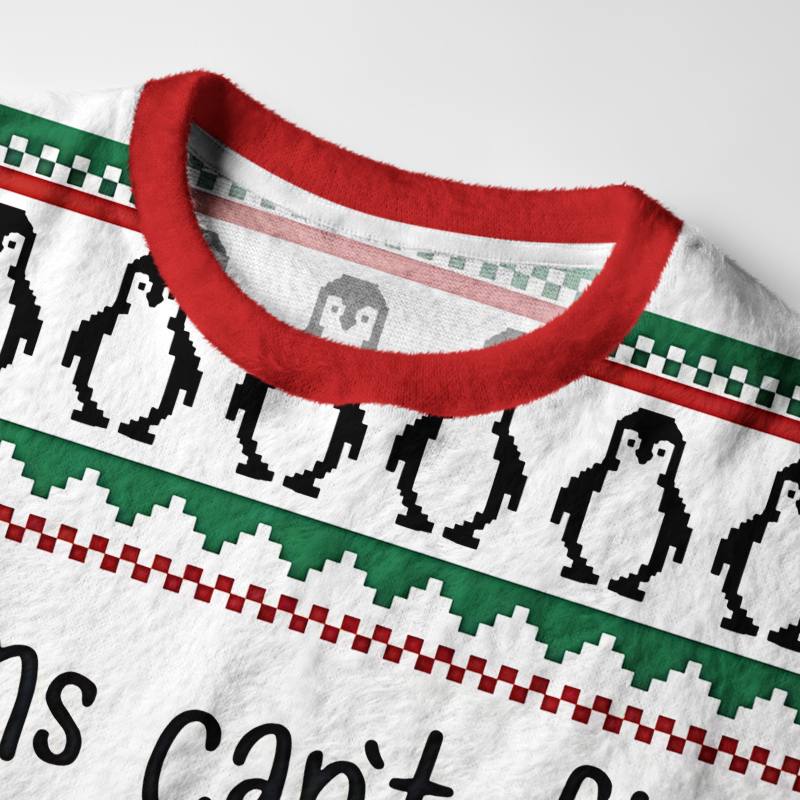 Tokyo-Tiger Silly Penguin Logic Meme Fuzzy Christmas Ugly Sweatshirt