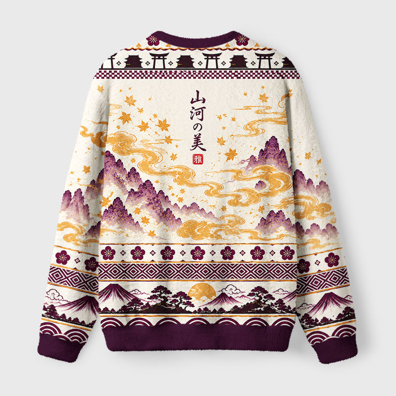 Tokyo-Tiger Mystic Japanese Deer Fuzzy Christmas Ugly Sweatshirt