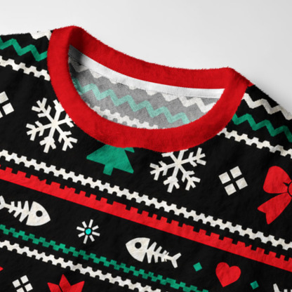 Tokyo-Tiger Cute Santa Cat Crew Fuzzy Christmas Ugly Sweatshirt