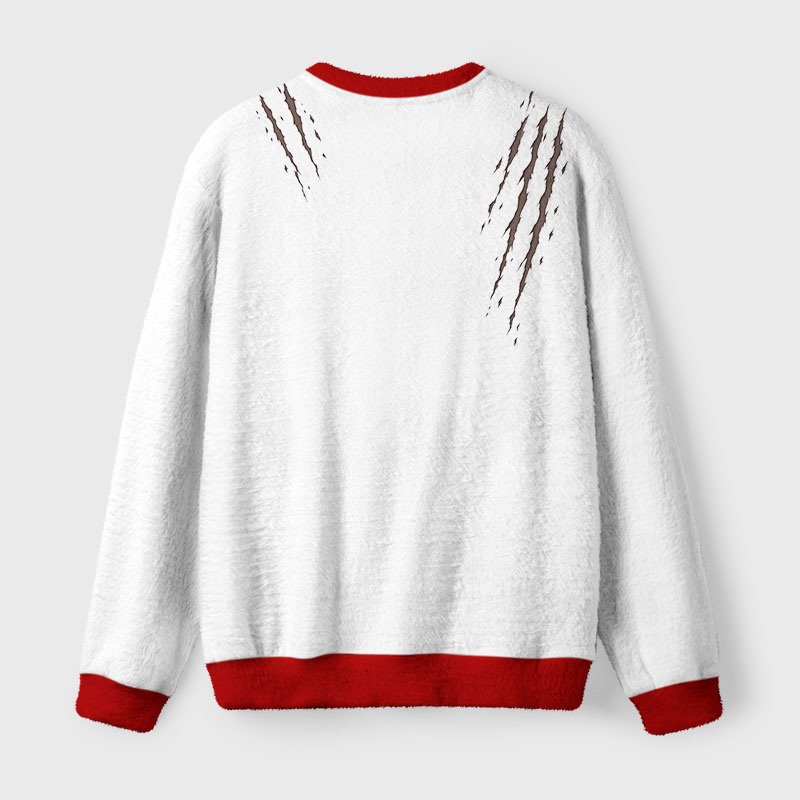 Tokyo-Tiger Funny Naughty Hanging Cat Fuzzy Christmas Ugly Sweatshirt