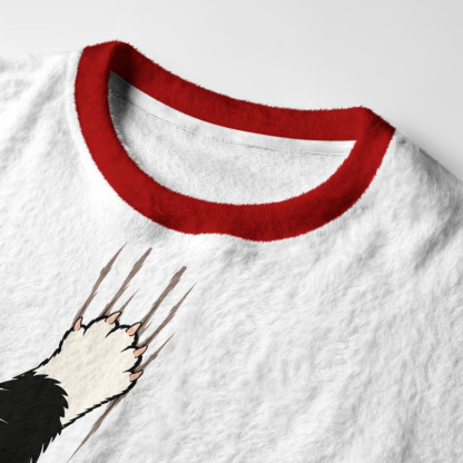 Tokyo-Tiger Funny Naughty Hanging Cat Fuzzy Christmas Ugly Sweatshirt