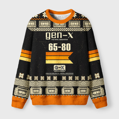 Tokyo-Tiger Generation X Dual Era Retro Vibe Fuzzy Christmas Ugly Sweatshirt