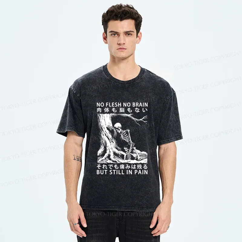 Tokyo-Tiger Painful Skeleton Washed T-Shirt