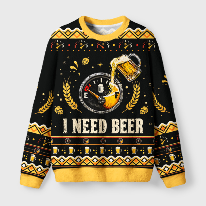 Tokyo-Tiger Low Fuel Beer Lover Meme Fuzzy Christmas Ugly Sweatshirt