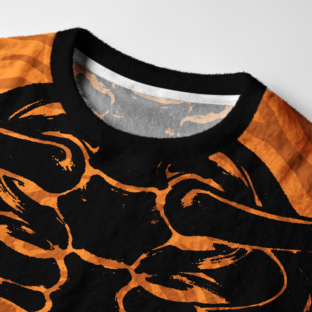 Tokyo-Tiger Rib Cage Rage Fuzzy Christmas Ugly Sweatshirt