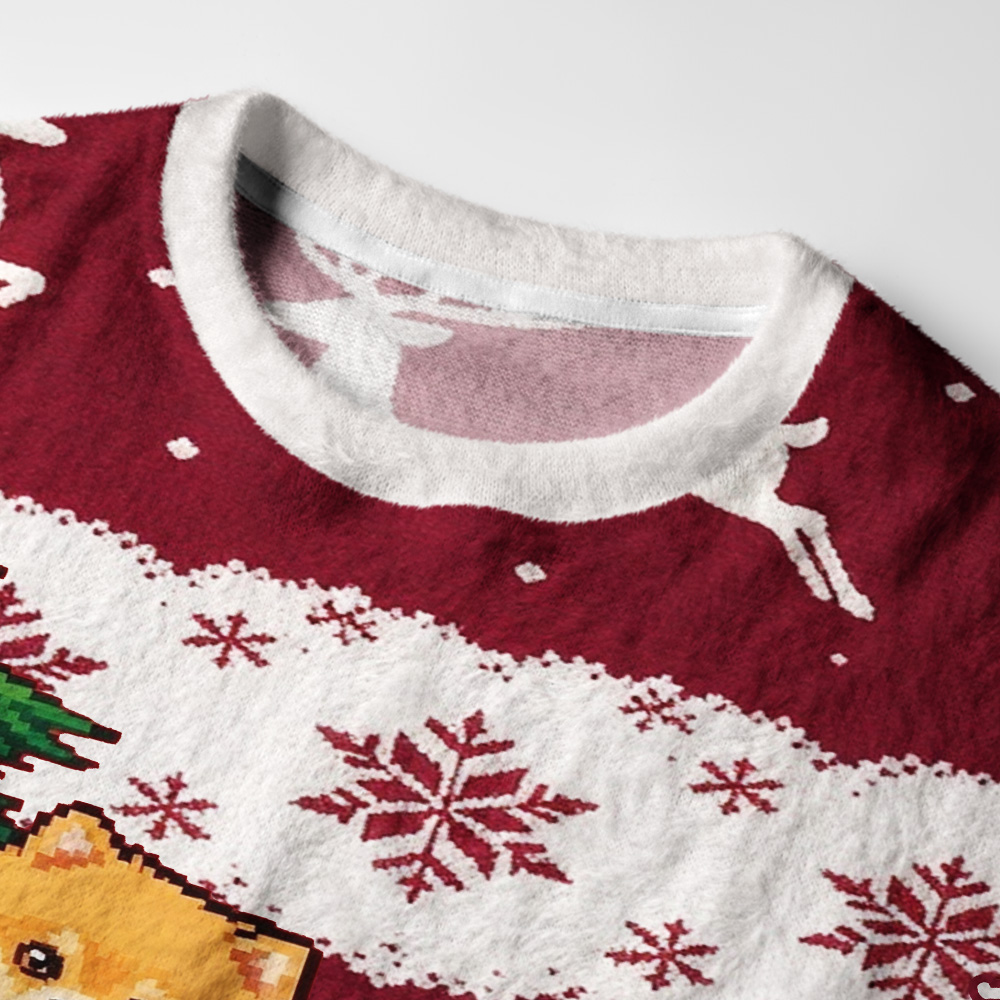 Tokyo-Tiger Pups in Pine Fuzzy Christmas Ugly Sweatshirt