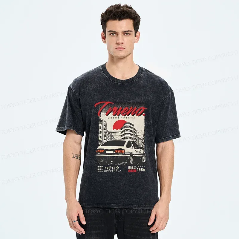Tokyo-Tiger Retro Japanese Car Funny Washed T-Shirt