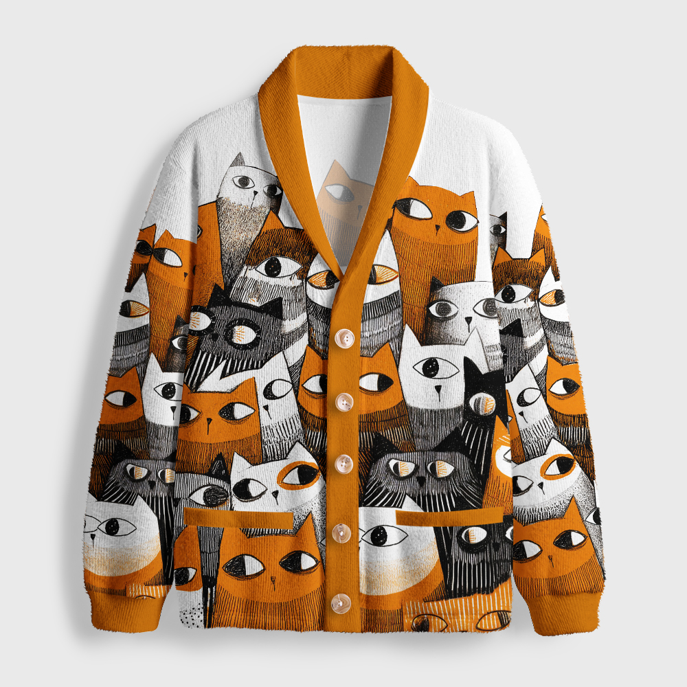 Tokyo-Tiger A Chorus Of Cats Shawl Collar Cardigan