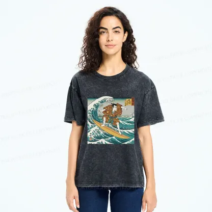 Tokyo-Tiger Samurai Surf Washed T-Shirt