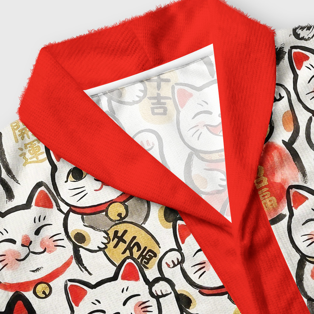 Tokyo-Tiger Maneki Neko Fullprint Shawl Collar Cardigan