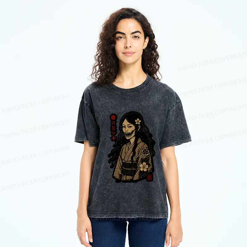 Tokyo-Tiger Cleft Mouth Woman Washed T-Shirt