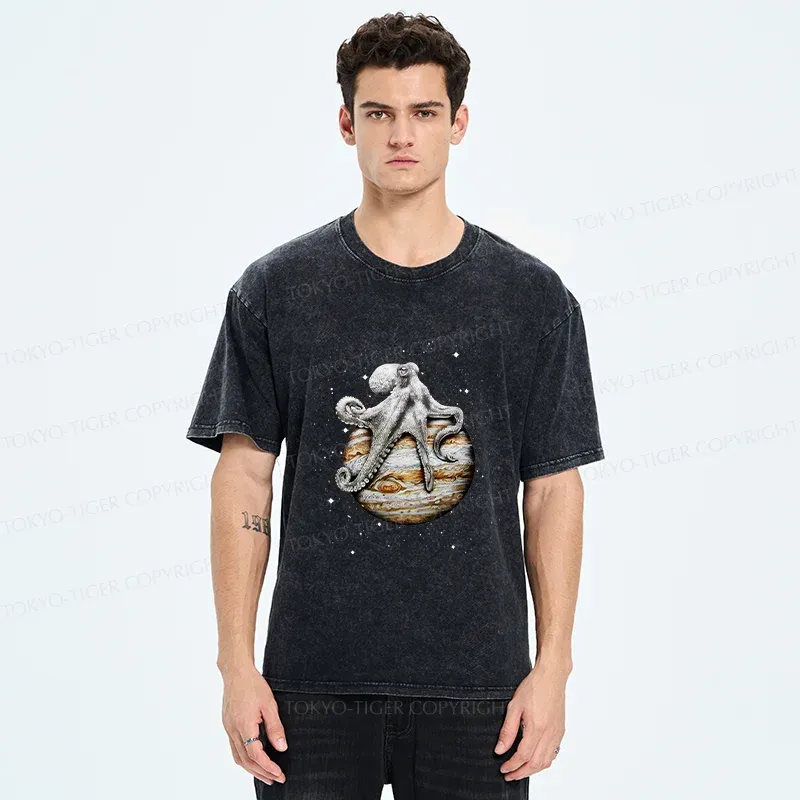 Tokyo-Tiger Octopus And The Planet Washed T-Shirt