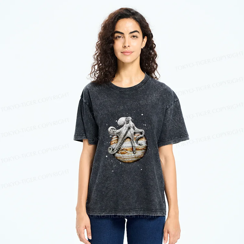 Tokyo-Tiger Octopus And The Planet Washed T-Shirt