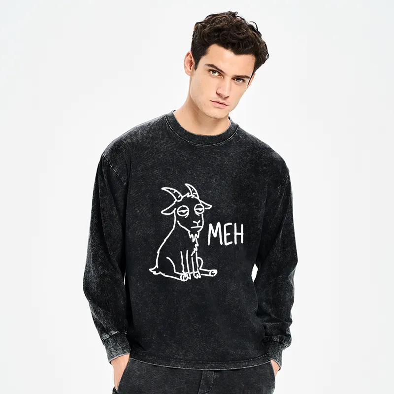 Tokyo-Tiger Funny Goat Meme Washed Long Sleeve T-Shirt