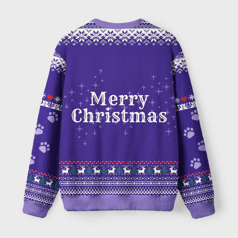 Tokyo-Tiger Santa Black Cat Fuzzy Christmas Ugly Sweatshirt