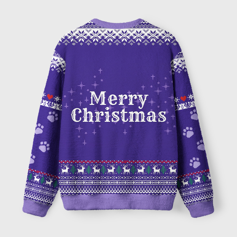 Tokyo-Tiger Santa Black Cat Fuzzy Christmas Ugly Sweatshirt