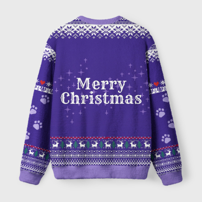 Tokyo-Tiger Santa Black Cat Fuzzy Christmas Ugly Sweatshirt