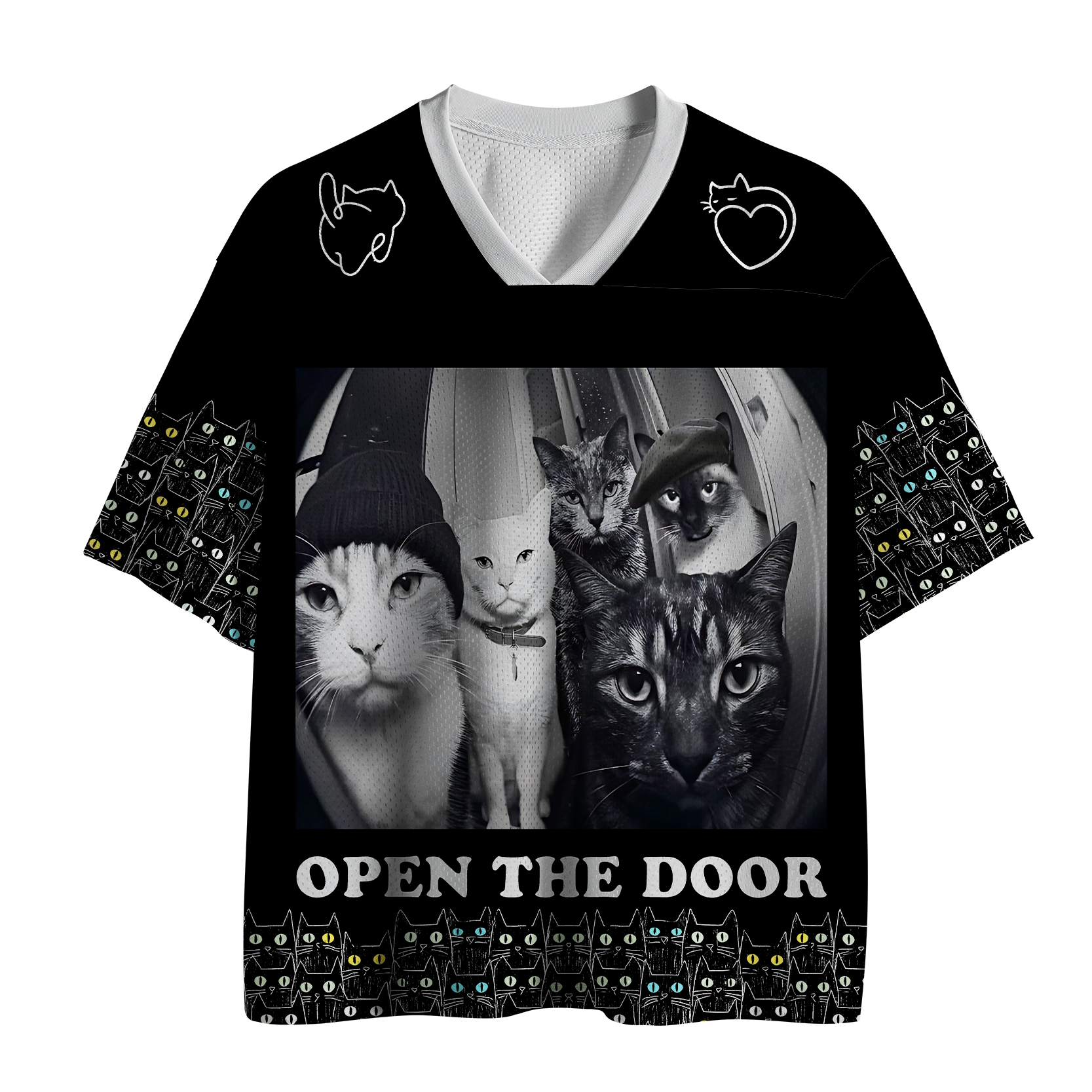 Tokyo-Tiger Funny Visiting Cat Crew Mesh Jersey