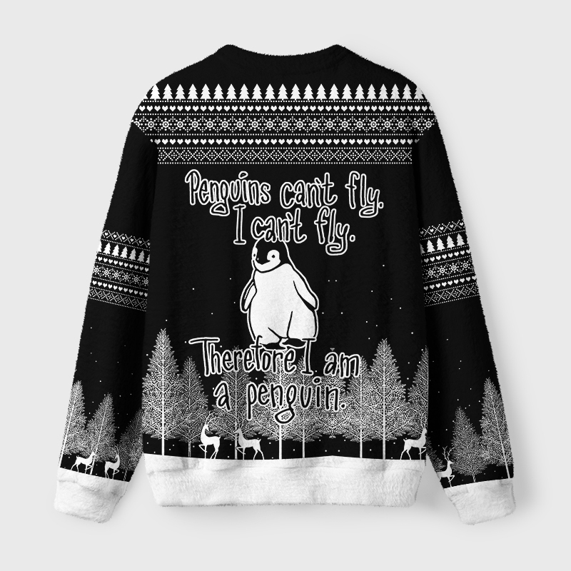 Tokyo-Tiger A Little Penguin and Its Big Logic Fuzzy Christmas Ugly Sweatshirt