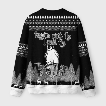 Tokyo-Tiger A Little Penguin and Its Big Logic Fuzzy Christmas Ugly Sweatshirt