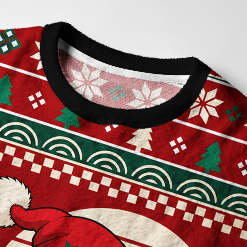 Tokyo-Tiger A Cat Skateboarding Fuzzy Christmas Ugly Sweatshirt