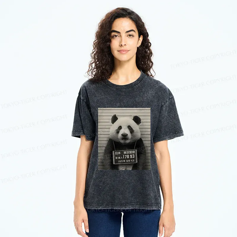 Tokyo-Tiger Arrested Panda Washed T-Shirt