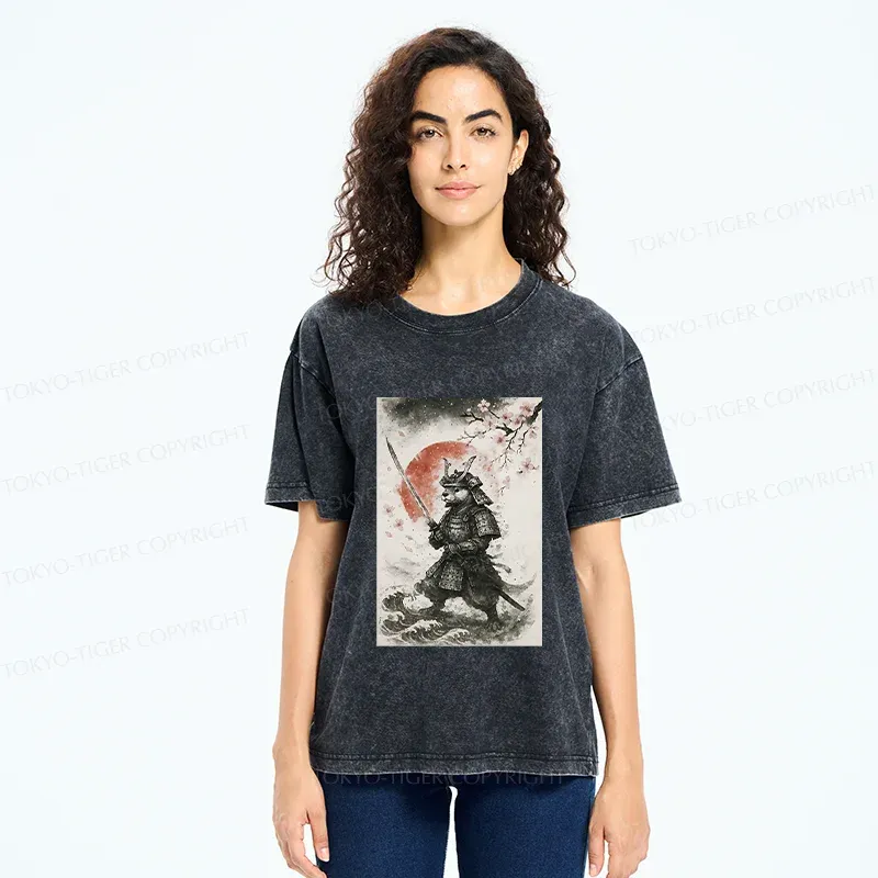 Tokyo-Tiger Otter Samurai Washed T-Shirt