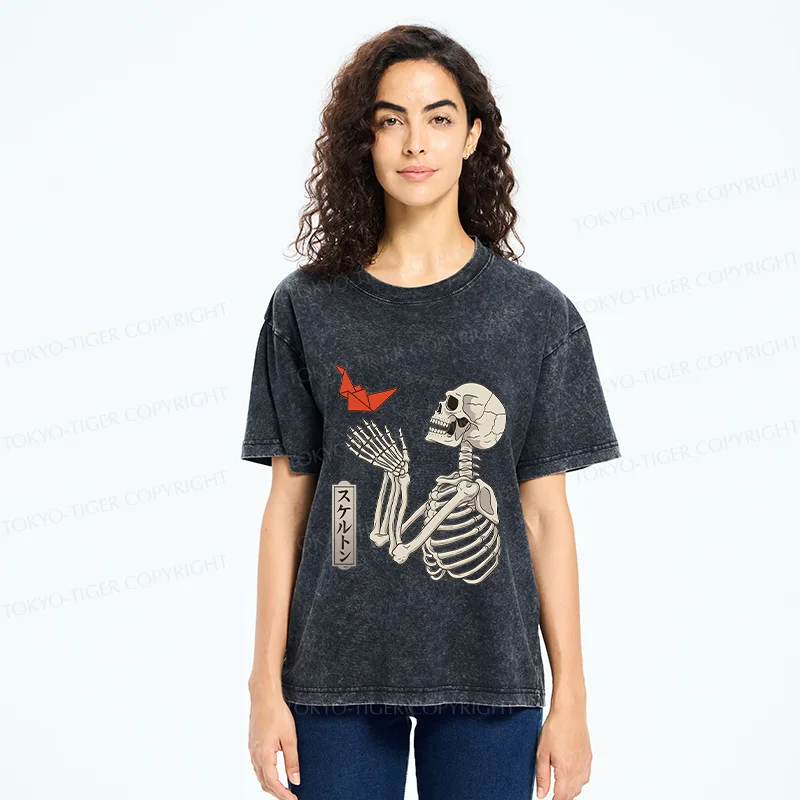 Tokyo-Tiger Flying Paper Cranes Washed T-Shirt