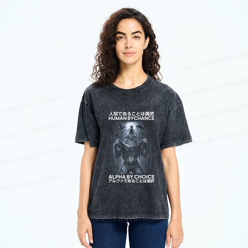 Tokyo-Tiger Howling Wolf Washed T-Shirt