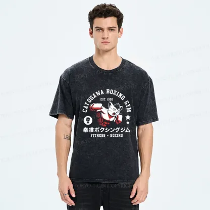 Tokyo-Tiger Boxing Cat Washed T-Shirt